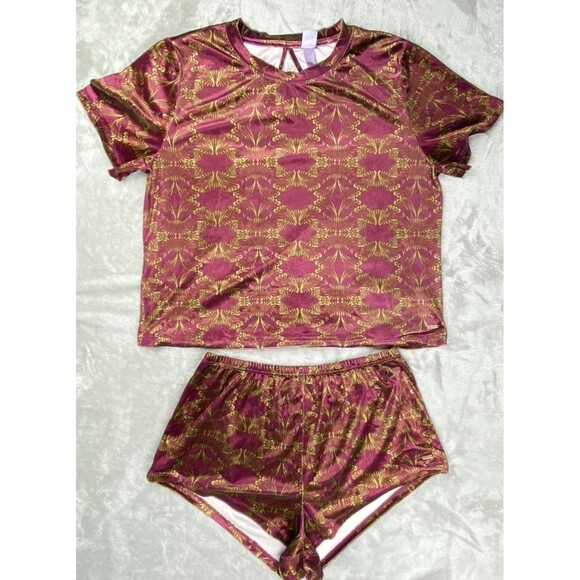 Savage X Fenty Sleep SET XL Psychedelic Velvet Dazed FX Pajama Lounge Purple - Picture 2 of 12